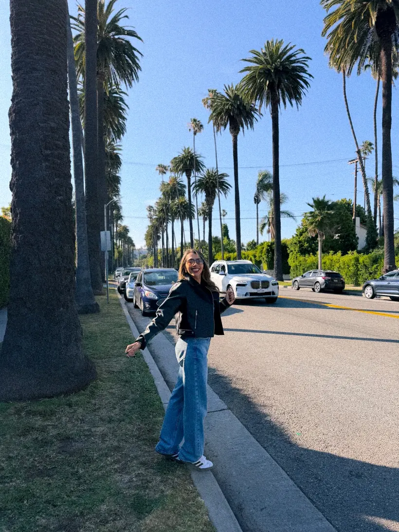 Depois: avenida de palmeiras com o preset Beverly Hills aplicado