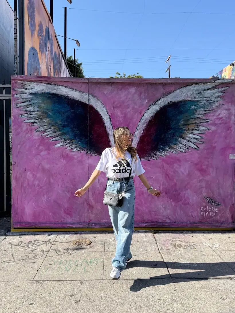 Depois: mural de asas em Los Angeles com o preset California aplicado